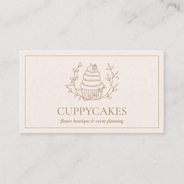 Ivory Floral Cupcake Baker Bakery Chef Catering Business Card (Front)