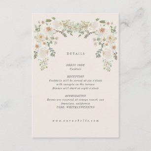 Ivory Floral Garden Wedding Details Card