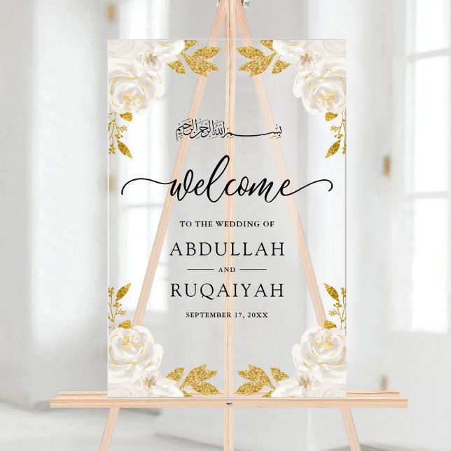  Ivory Floral Gold Muslim Wedding Welcome (Créateur téléchargé)