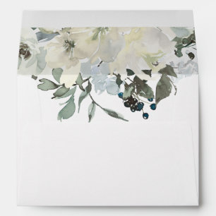 Ivory Floral Green Foliage Envelope