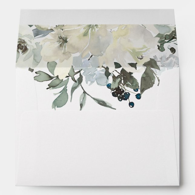 Ivory Floral Green Foliage Envelope (Back (Bottom))