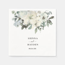 Ivory Floral Greenery Personalized Elegant Wedding