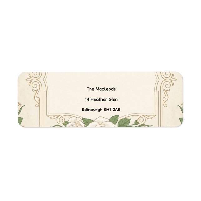 Ivory Floral Greenery Return Address Label (Front)