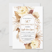 Ivory Floral Pampas Grass Palm Photo 50th Birthday