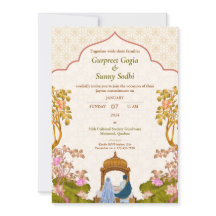 Ivory Floral Punjabi Sikh Faire-part de mariage