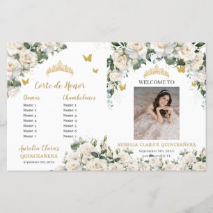 Ivory Floral Quinceanera Programme de l'ordre des