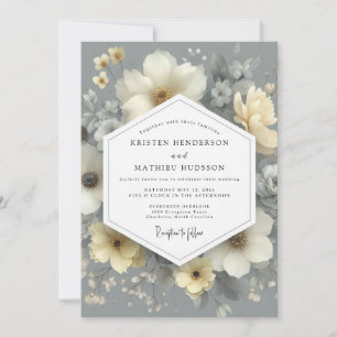 Ivory Floral Romance Wedding Invitation