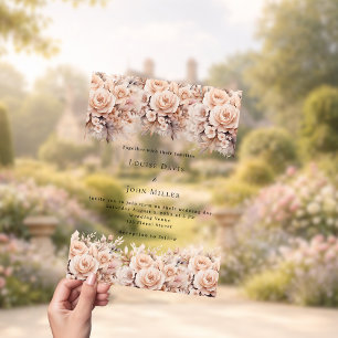Ivory floral rose gold modern luxury clear wedding acrylic invitations