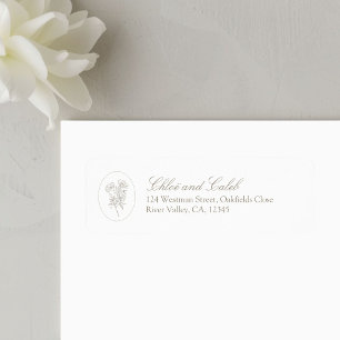 Ivory   Floral Script Return Address Label