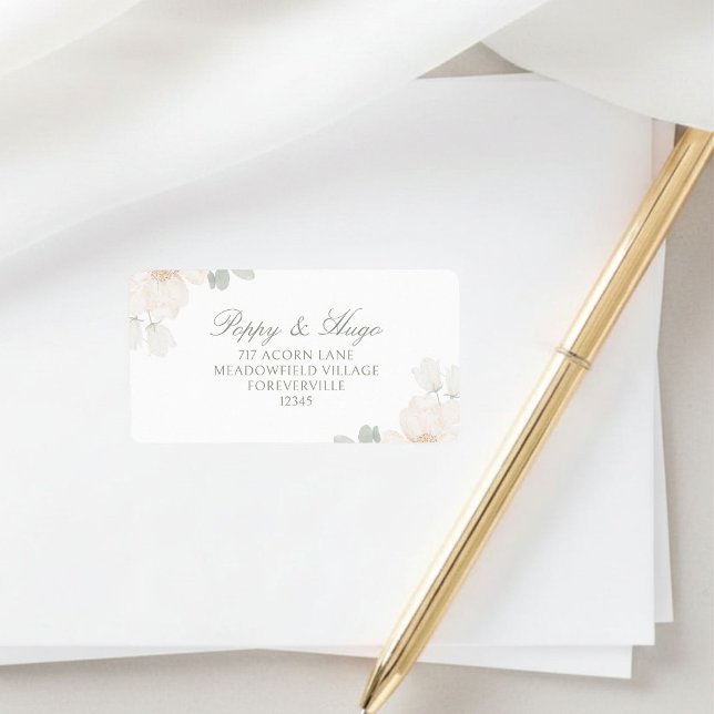 Ivory Floral | Simple Wedding Return Address  Label (Creator Uploaded)