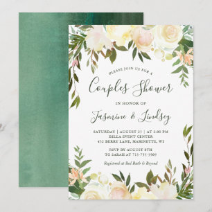 Ivory Floral Wedding Couples Shower Invitation