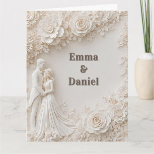 🤍 Ivory Floral Wedding Silhouette Frame🤍 Card