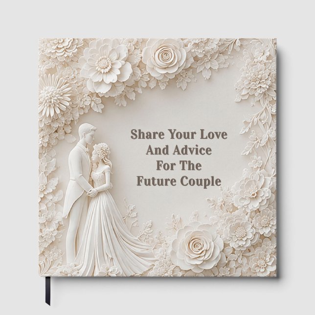 🤍 Ivory Floral Wedding Silhouette Frame🤍 Guest Book (Front)