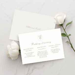 Ivory   Floral Wedding Weekend Itinerary Timeline Invitation