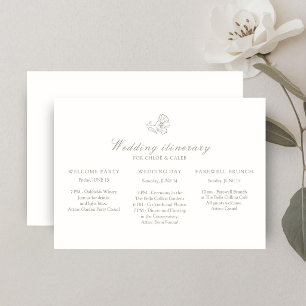 Ivory Floral Wedding Weekend Itinerary Timeline Invitation