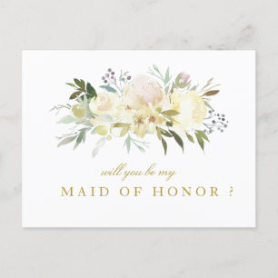 ivory floral will you be my Maid of Honour card