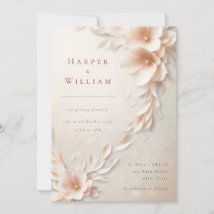 ivory florals flowing wedding invitation
