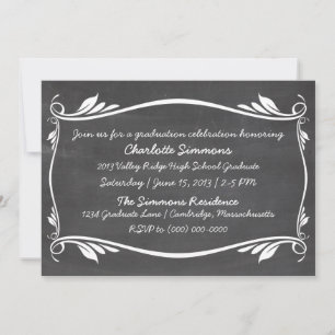 Ivory Flourish Chalkboard Graduation Invite