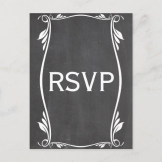 Ivory Flourish Chalkboard RSVP Postcard