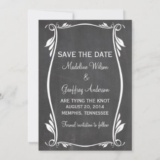Ivory Flourish Chalkboard Save the Date Invite