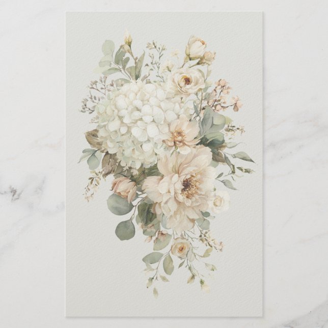 Ivory Flower Arrangements Sticker – Elegant Floral Stationery (Front)