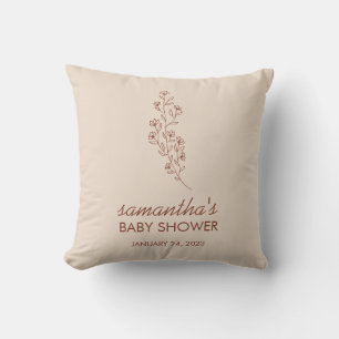 Ivory Flower Summer bABY sHOWER Save Date Throw Pillow