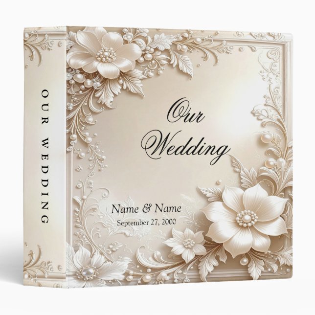 Ivory Flowers Album Binder (Front/Spine)