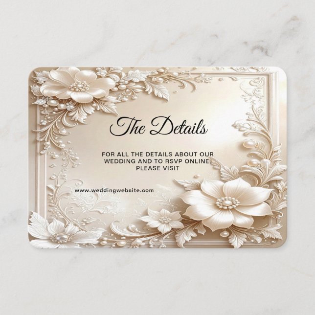 Ivory Flowers Detail Enclosure Card (Front)