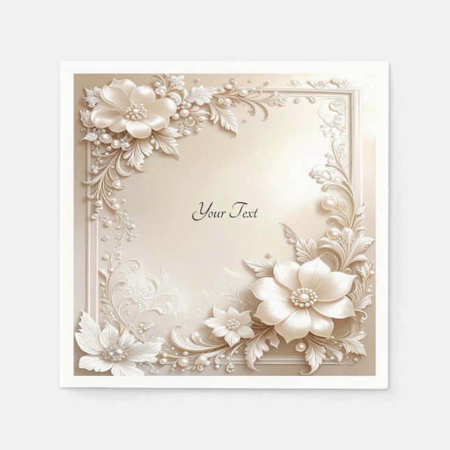 Ivory Flowers Napkin (Front)