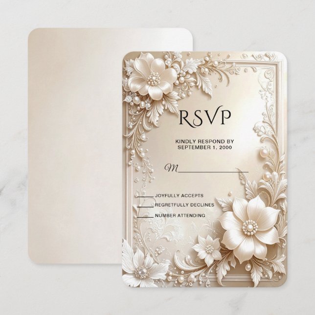 Ivory Flowers RSVP Card (Devant / Derrière)