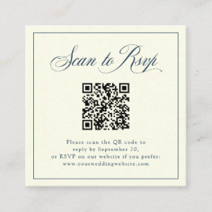 Ivory Framed Italian Elegance   RSVP with QR Code Enclosure Card