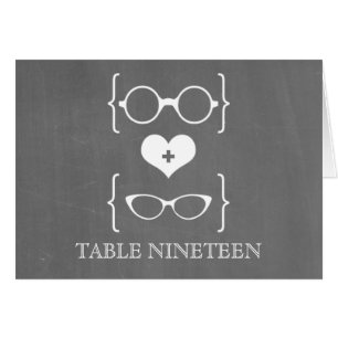 Ivory Geeky Glasses Chalkboard Table Number Card