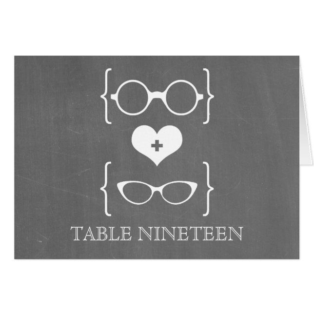 Ivory Geeky Glasses Chalkboard Table Number Card (Front Horizontal)