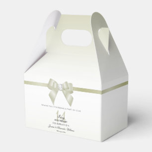 Ivory Gem Bow & Ribbon 14th Wedding Anniversary Favor Box