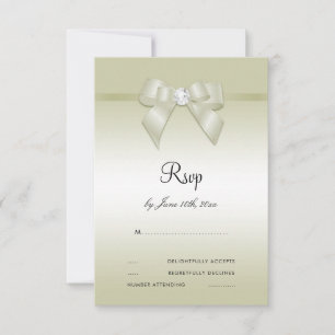Ivory Gem Bow & Ribbon 14th Wedding Anniversary RSVP Card