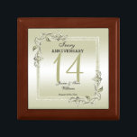 Ivory Gem & Glitter 14th Wedding Anniversary  Gift Box<br><div class="desc">Glamourous and elegant posh 14th Ivory Wedding Anniversary gift box with stylish ivory gem stone jewels corner decorations and matching coloured glitter border frame. A romantic design for your celebration. All text, font and font colour is fully customizable to meet your requirements. If you would like help to customize your...</div>