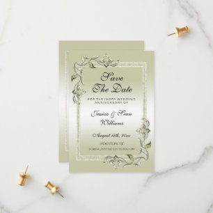 Ivory Gem & Glitter 14th Wedding Anniversary  Save The Date