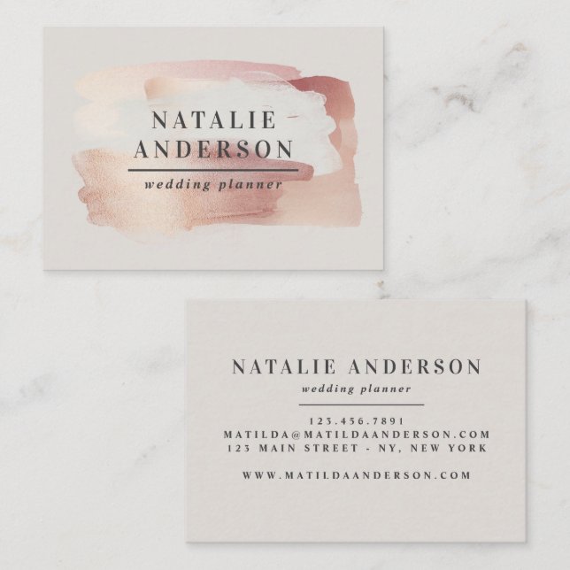 ivory girly rose gold modern stylish business card (Front/Back)