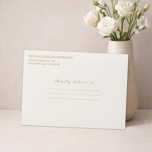 Ivory Gold 50 Golden Years Envelope (Elegant ivory gold anniversary envelope with refined typography for 50th celebrations)