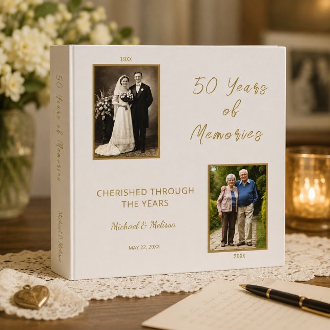 Ivory Gold 50 Years of Memories Binder (50 years of memories binder filled with treasured moments and family stories.)