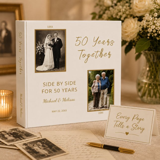 Ivory Gold 50 Years Together Memory Binder (50 years together memory binder celebrating a lifetime of love and shared memories.)