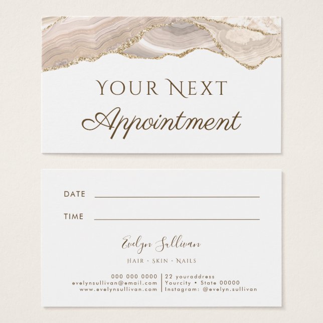 Ivory Gold Agate Appointment Card (Front & Back)