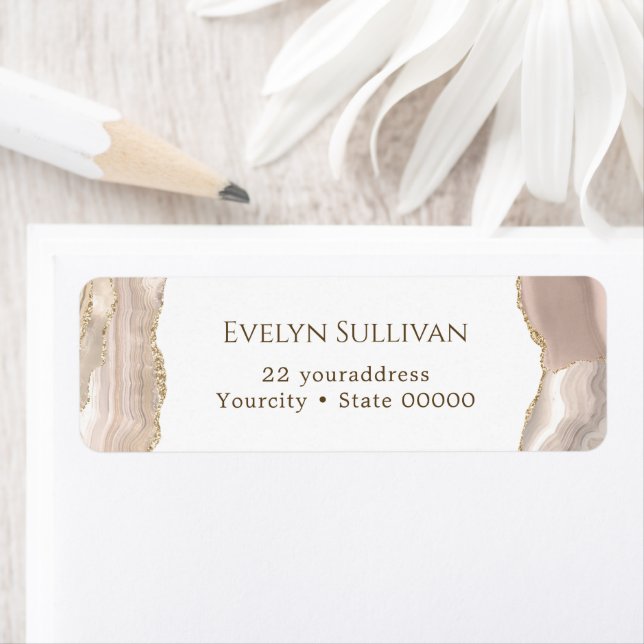 Ivory gold agate return address label (Insitu)