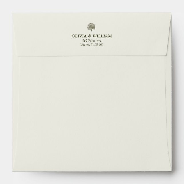 Ivory & Gold Border Square Wedding Envelope (Back (Top Flap))
