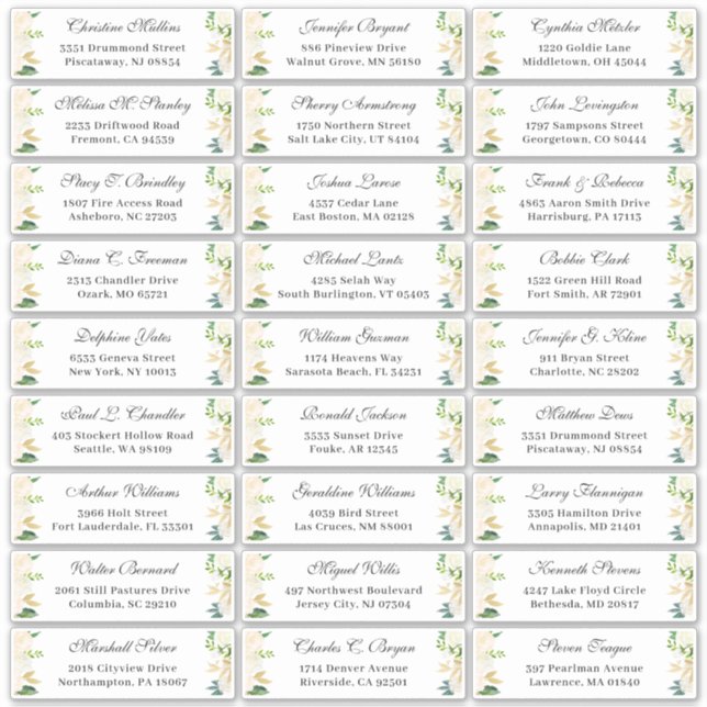 Ivory Gold Botanical Floral Wedding Guest Address (Front)