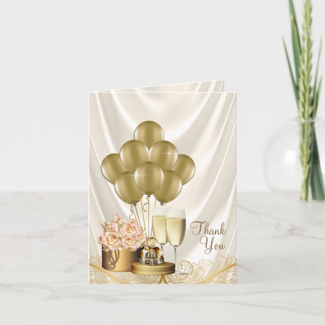 Ivory Gold Champagne Merci Cartes (Devant)