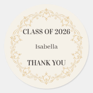 Ivory Gold Class of 2026 Graduation Favour Sticker