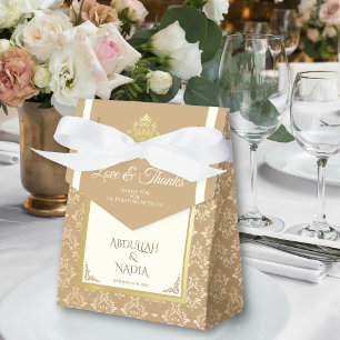 Ivory Gold Damask Elegance Islamic Muslim Wedding  Favor Box