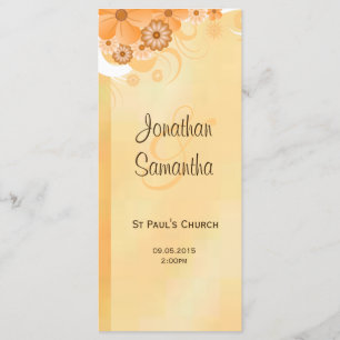 Ivory Gold Floral Elegant Slim Wedding Programs