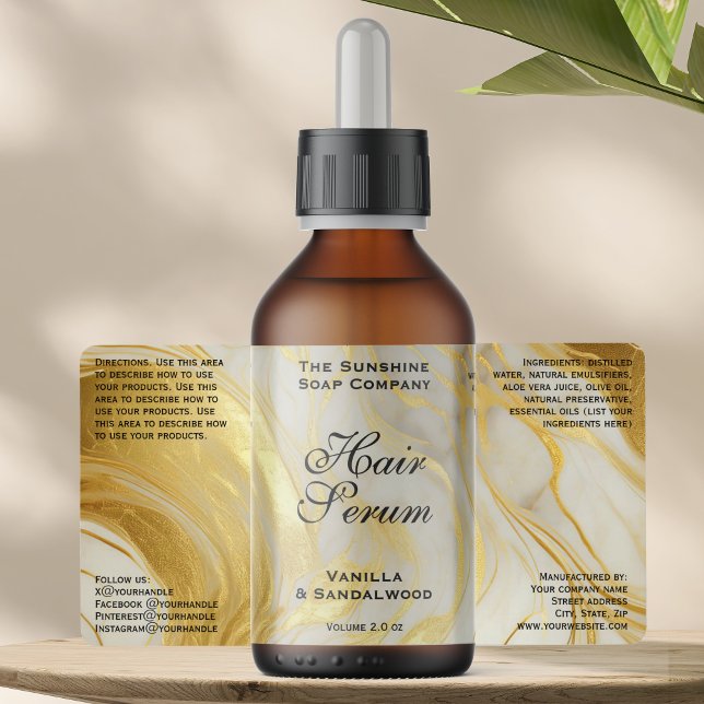 Ivory Gold Foil Cosmetics or Dropper Bottle Label (Créateur téléchargé)